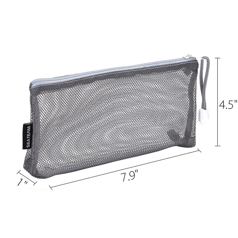 Sea Team 6pcs Multicolored Portable Travel Toiletry Pouch Nylon Mesh