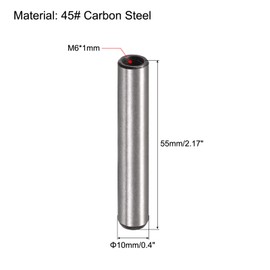 sourcing map M6 Internal Thread Dowel Pin 6pcs 10x55mm Chamfering Flat Carbon Steel Cylindrical Pin Bed Bookshelf Metal Devices Industrial Pins