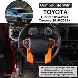 Aunginsy Steering Wheel Button Frame Cover Trim Fit Toyot@a Tundra 2014-2021 & Tacoma 2016-2023 Steering Wheel Button Panel Moulding Chrome Protection Frame Sticker ABS Decorative Interior Accessories