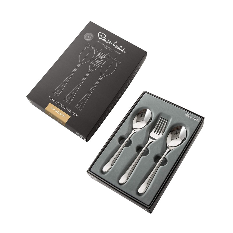 Robert Welch Kingham Bright Cutlery Serving Set, 3 Piece. Made