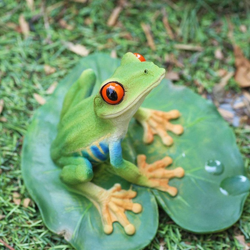 Devarier ca187b Frog Figurine, Red-headed Frog, Resin, Perfect Gift