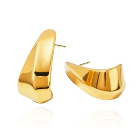 CETVLY Large Chunky Geometric Hook Earrings for Women,Big Thick Cool Stainless Steel Irregular Triangle 3D Trendy Vintage Earrings Minimalist Statement Fashion Modern Summer Jewelry Gifts