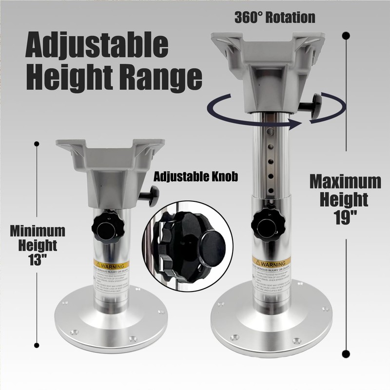 Hotkesa Boat accessories New Aluminum Adjustable Boat Seat Pedestal Smooth