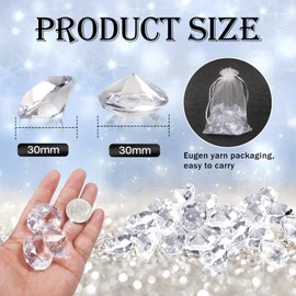 Toaob Pack of 25 Decorative Diamonds Large 30 mm Acrylic Crystals Transparent Diamond Crystals Decorative Stones Table Decoration Diamonds Confetti Wedding Decoration