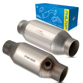 PHILTOP 2PCS 2.5" Inlet/Outlet Catalytic Converter 2.5 Inch Cat Converter with O2 Port Universal Catalytic Convert 410250, 31689-CNG-5, 103442-CHN-1(EPA Compliant)