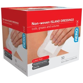 Aero Healthcare Aerofix Non-Woven Island Dressings, 8 x 10 cm, White, 50 Count