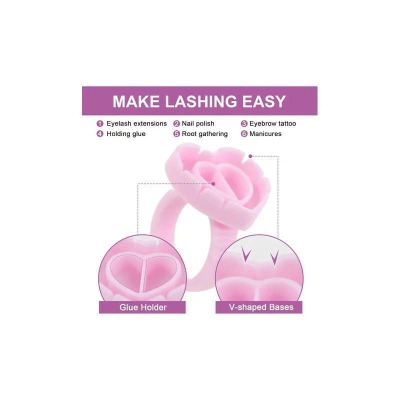 Anillos De Pegamento Para Extensin De Pestaas,100 Anillos Rosa