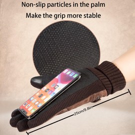 Mens' Leather Winter Hermal Warm Lined Touchscreen Gloves Suitability for Cold Weather Driving Motorcycle Leather Glove Gifts