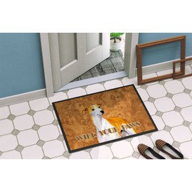 Caroline's Treasures LH9449JMAT Whippet Wipe Your Paws Door Mat, Indoor Rug or Outdoor Welcome Mat 24x36 Doormat, 24H X 36W, Multicolor