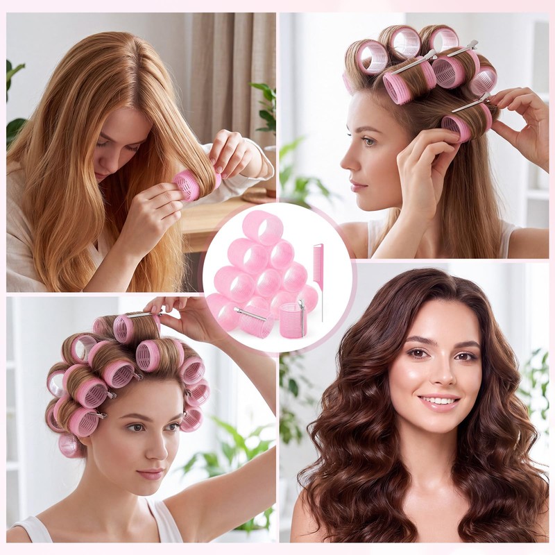 Large Hair Rollers Set, 12 Pieces 60mm Heat Free Jumbo