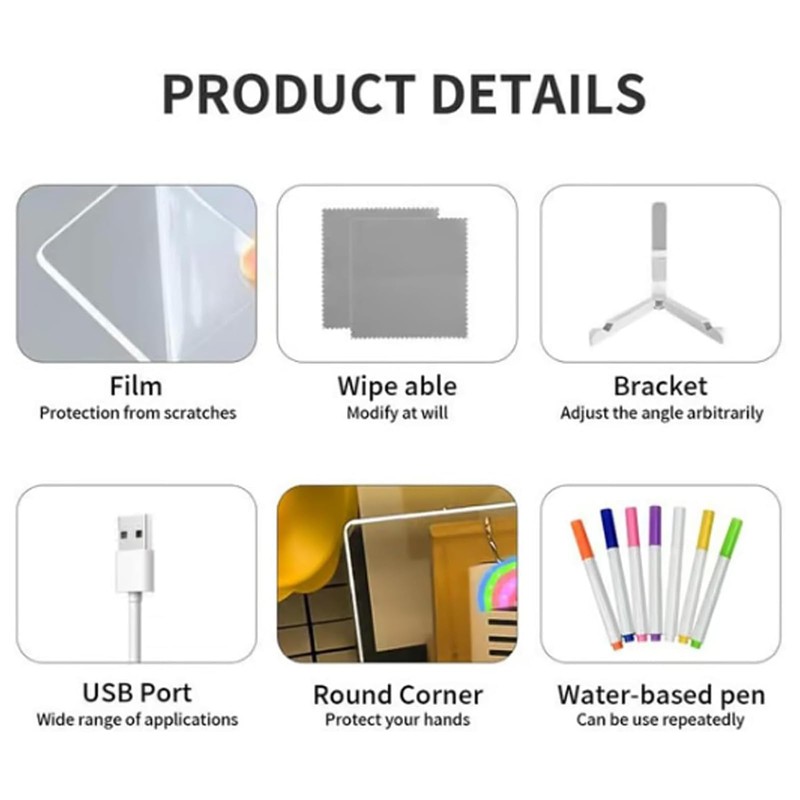 LED Acrylic Message Board with Light, Led Note Board with