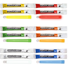 Cyalume SnapLight Glow Stick - Pack of 12 Glow Sticks in 6 Colours (2 Green, 2 Yellow, 2 Red, 2 Orange, 2 Blue and 2 White), Glow Sticks 15 cm Long, Fluorescent for 8 and 12 Hours