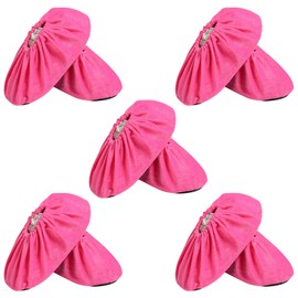 5 Pairs Reusable Shoe Covers, Non Slip Shoe Protectors Covers, Universal Soft Washable Thickened Foot Boot Shoe Covers for Indoors Home Laboratory (Pink)