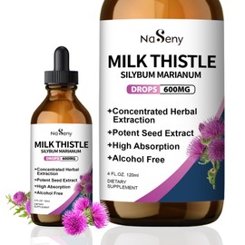 Milk Thistle Liquid-Liver Cleanse Detox Milk Thistle Tincture Herbal Supplement-Silymarin Milk Thistle Seeds Organic Extract Liquid Drop for Liver Support, Immune System Boost-Alcohol Free 4 Fl Oz