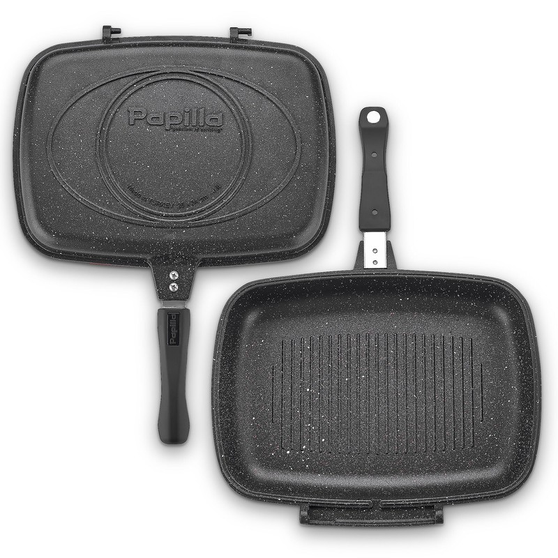 WILMA BLACK Granite Non-Stick Reversible Grill and Griddle Pan (14.2