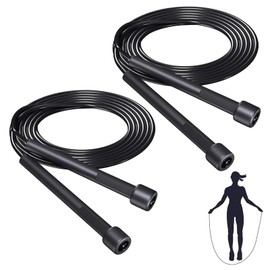 Senshuomy Adjustable Skipping Rope for Adult and Kids,Jump Rope,With Adjustable Length,Lightweight and Portable,Featuring a Comfortable Handle for Speed Jumping(Black/2 pcs)