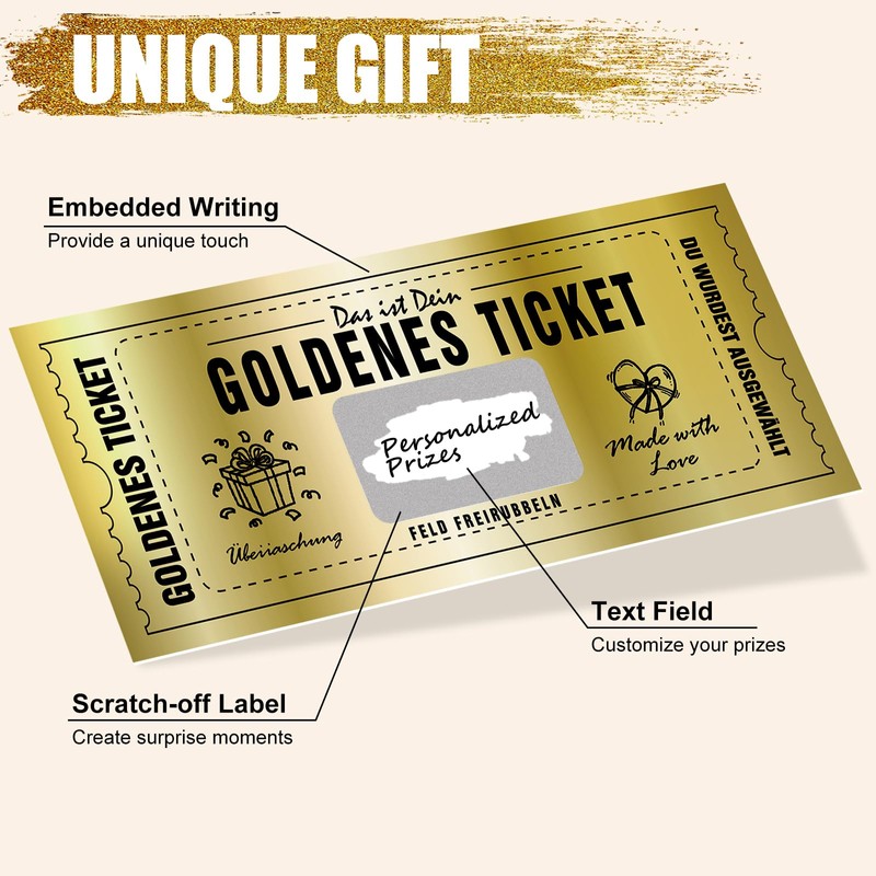 EOPUOZS 2 x Golden Ticket, Scratch Cards to Write Yourself,