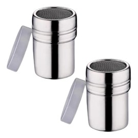 Set of 2 powdered sugar shakers, flour shakers, cappuccino coffee, for stencils, cocoa shaker, icing sugar mill, coffee lid, stainless steel cocoa powder, with mill, icing sugar, dusting sugar shaker