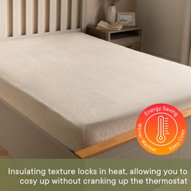 Brentfords Teddy Fleece Fitted Bed Sheet Plain Thermal Warm Soft Luxury Bedding, Cream Beige - Single