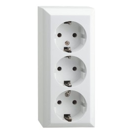 REV REV Aufputzsteckdose PlanoLuxe - Komplettset: Steckdose Aufputz mit Rahmen & Einsatz, 3-fach, wei?