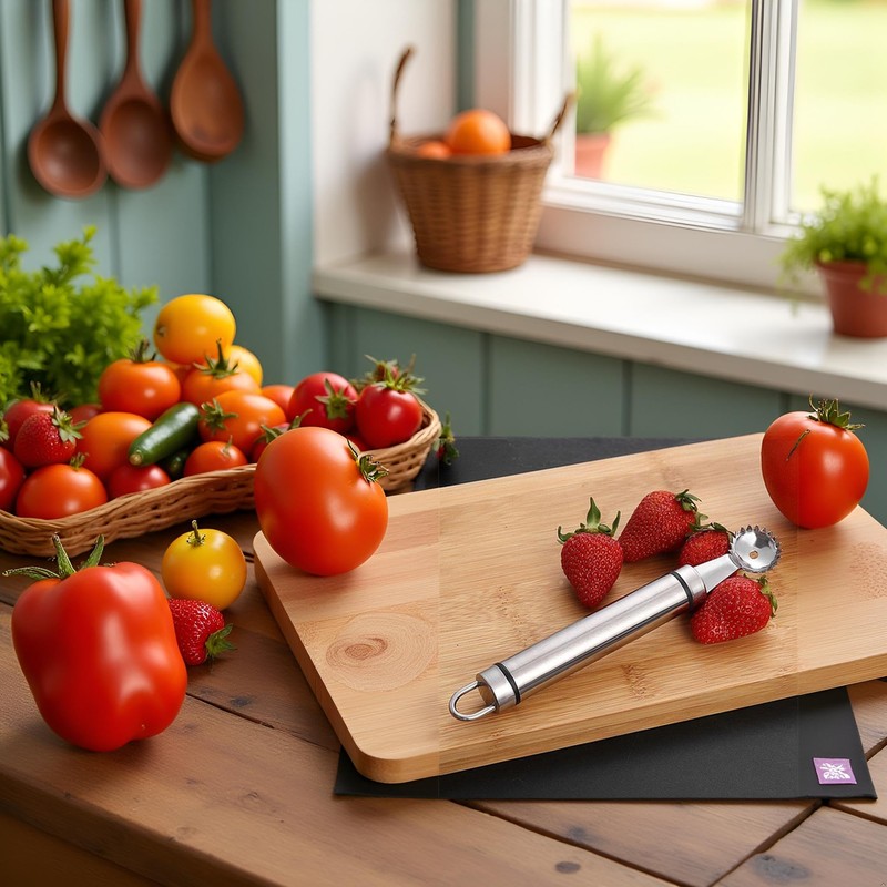 Htppzjr Stainless Steel Strawberry Huller and Tomato Stem Corer Tool