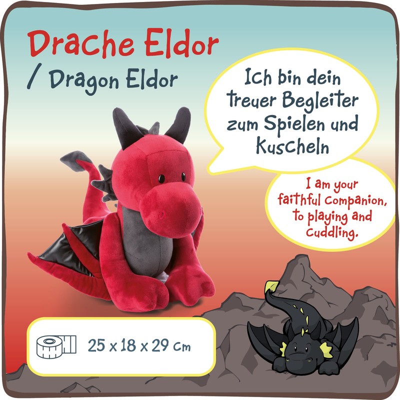 Nici 48081 Red Dragon Eldor 30 cm Standing Plush Cuddly