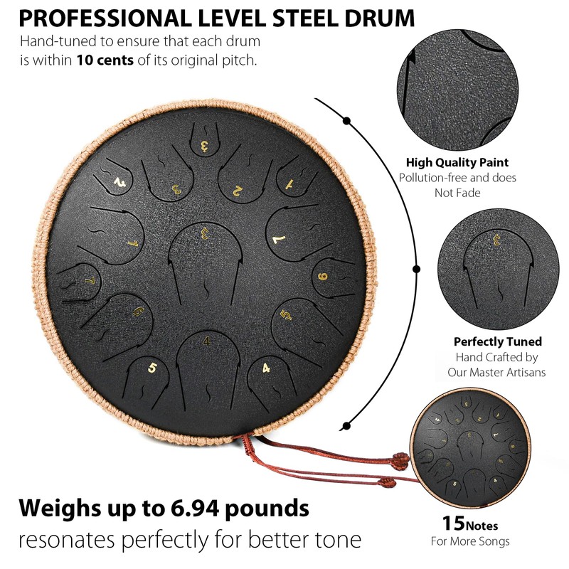 Steel Tongue Drum - 14 Inch 15 Note Tongue Drum