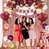Birthday Decorations Party Pack for Women Burgundy birthday party decoration,