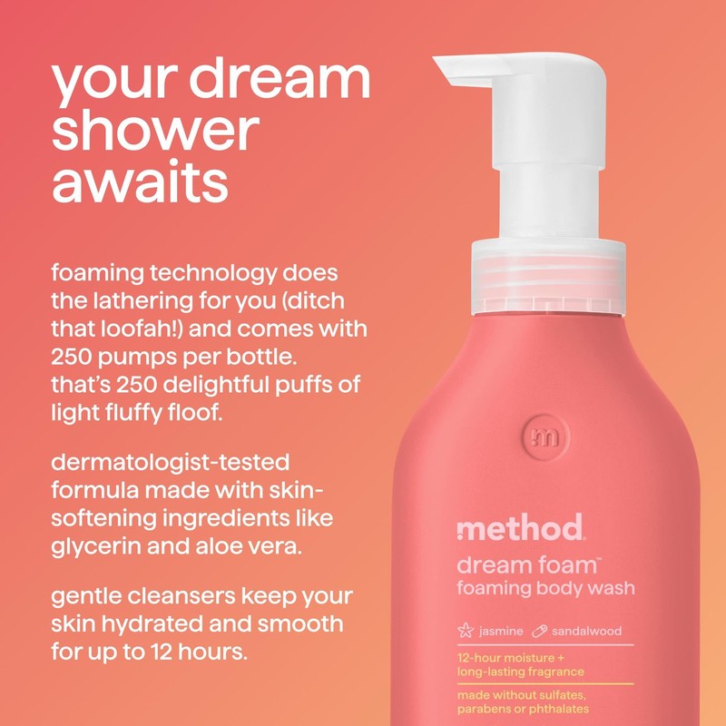 Method Dream Foam, Foaming Body Wash, Jasmine + Sandalwood, 13.5