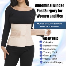 ChongErfei Postpartum Belly Band & Abdominal Binder Post Surgery Compression Wrap Recovery Support Belt (For waistline 32"-38",L, Beige)