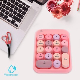 LEEZAD Mini 2.4G Bluetooth Numeric Keypad, 18 Keys Number Keypad, Wireless Numeric Keypad, Vintage, Colourful Round Numeric Keypad, Waterproof, for Students, Accountants, Offices, Fin