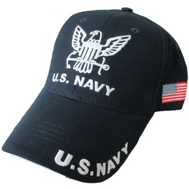 Armed Forces Depot gorra de béisbol bordada de la marina de los estados unidos con la bandera de los estados unidos en el lateral. azul