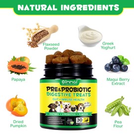 120 Chews Probiotics for Dogs,Pre & Probiotic Digestive Treats for Dogs,Support Gut Health,Digestive and Immunity,Boost Heatlth & Energy for All Ages and Breeds Duck Flavor