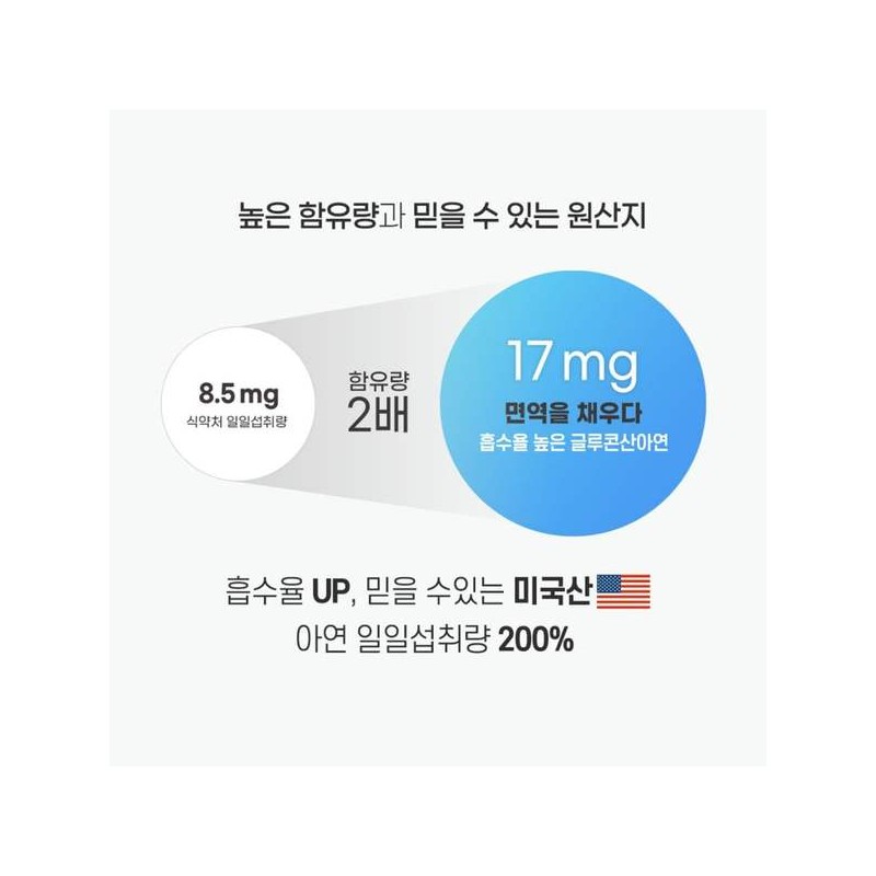 Hanmi Yanghaeng 한미양행 면역을 채우다 글루콘산 아연 500mg X 30정