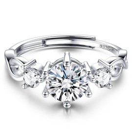 Kakonia 925 Silver Engagement Rings for Womens Simulated,Eternity,Promise Solitaire, Wedding,Cubic Zirconia,Adjustable,Bride,Round,Square,Diamond Rings for Womens