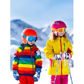 SATINIOR 6 Pair Kids Winter Snow Mittens Waterproof Toddler Ski Gloves for Children Outddor Activities(Camouflage Style,5-10 Years)