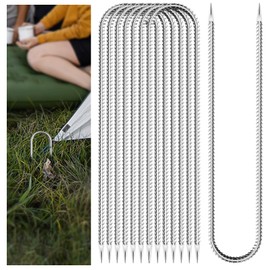 20 Pieces Trampoline Stakes Anchors High Wind Heavy Duty,U Shaped Garden Hooks Stakes for Ground,Trampoline Tie Downs Anchor Kit,Bounce Horseshoe House Stake,Rebar Camping Tent Stakes,12 Inch Long