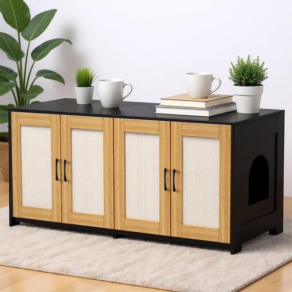 Double Litter Box Enclosure Furniture for 2 Cats | 47.2"