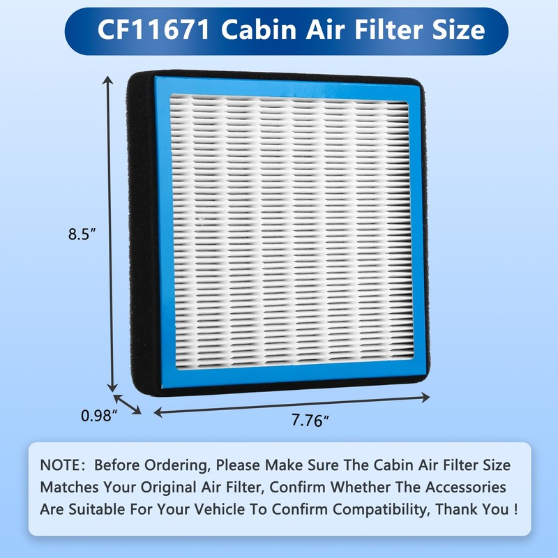 CF11671 Cabin Air Filter With Activated Carbon Compatible With 2016-2021