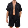 SWOMOG Men Satin Pajamas Set Silk Pjs Set Short Sleeve