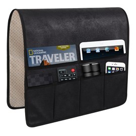 HAOMAIJIA Anti Slip Sofa Armrest Organizer Arm Chair Bedside Caddy Storage Organizer For Recliner Couch With 6 Pockets For Cell Phone Tv Remote Control Magazines (black)