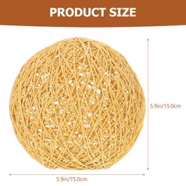 Alipis Retro Pendant Lamp Shade 15cm Rattan Ball Lampshade Hand Weaved Shade Rattan Creative Farmhouse Hanging Lamp Shade