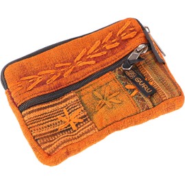 GURU SHOP Ethno Patchwork Wallet, Purse, Pencil Case - Green, Men/Women, Cotton, 11 x 16 x 1 cm, orange, Casual