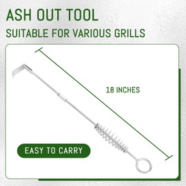 KAMaster 18” Ash Tool Large Ash Poker Big Green Egg Accessories Kamado Grill Joe Ash Removal Tool Ash Rake Cleaning Tools Wood Corner Cleaner Accessories