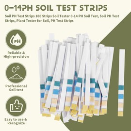 Ksrnsne Soil PH Test Strips 100 Strips Soil Tester 0-14 PH Soil Test, Soil PH Test Strips, Plant Tester for Soil, PH Test Strips