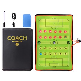 YIYUE Magnetic Soccer Coaching Board, Zipper Bag Soccer Tactics Board, Football Dry Erase Play Coaching Board，Foldable Coaches Clipboard Tactical with 1 Whistle, 27 Magnets, Dry Erase, Marker Pen