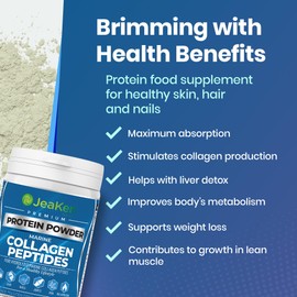 JeaKen - Hydrolyzed Collagen Peptides Powder - Collagen Protein for Healthy Skin Hair Nails Bones Joints - 400g Unflavored Non-GMO Gluten and Sugar Free
