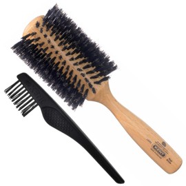 Kent LBR3 Finest Hair Brushes for Women Blow Dry Brush Made of Beechwood - Spiral Radial Boar Bristle Hairbrush for Long and Thick Hair - Royal Salon Style Straightening Pure Wood Brush