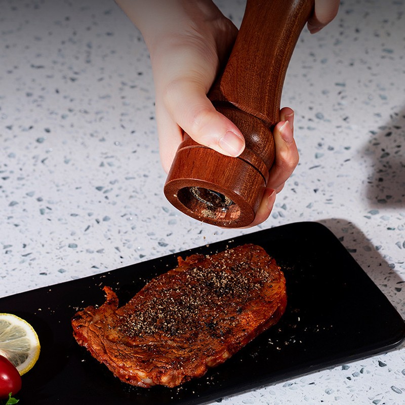 Wooden Pepper Grinder Refillable Rustproof Stainless Steel Core Manual Salt