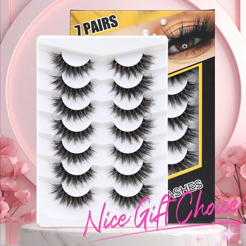 Veleasha False Eyelashes Wispy Faux Mink Lashes Fluffy Handmade Fake